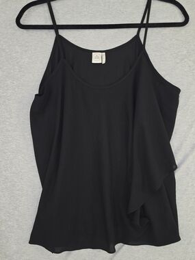 Paper Crane Black Layered Spaghetti Strap Flowy Tank